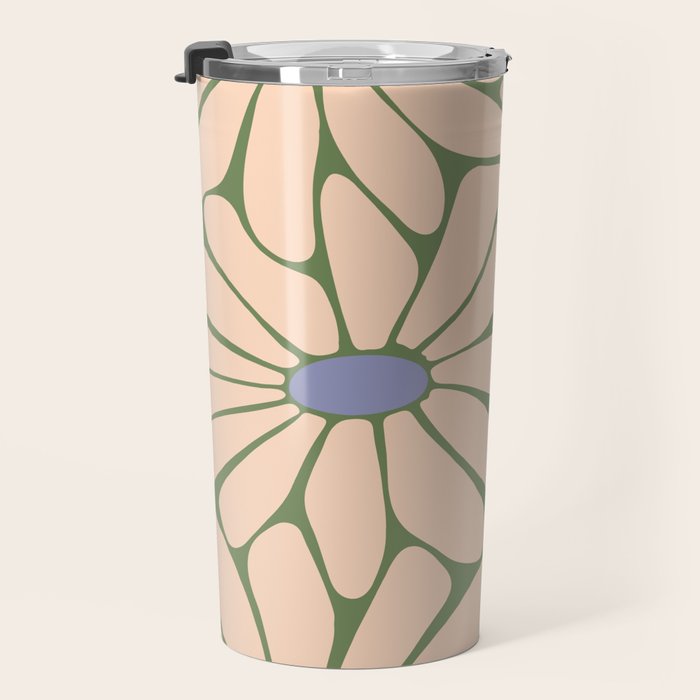 Big Daisy - Groovy Flower Green, Off-white and Blue Travel Mug Gallery Image 3