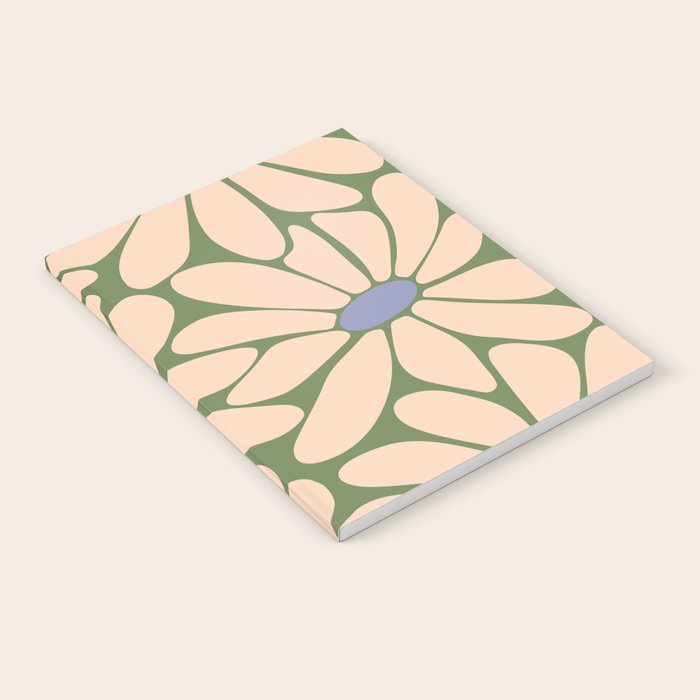 Big Daisy - Groovy Flower Green, Off-white and Blue Notebook Gallery Image 2