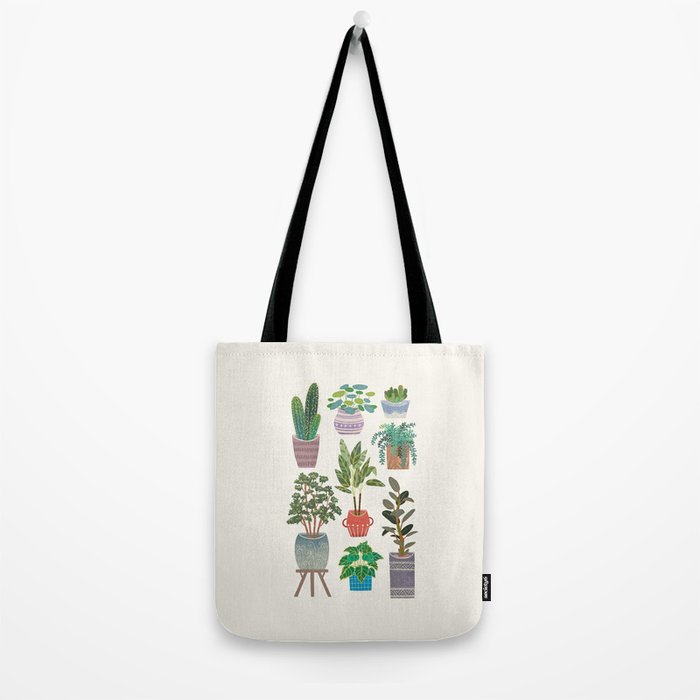 Art print of love for plants on a Ivory background Tote Bag Gallery Image 2