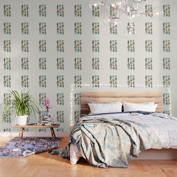 Art print of love for plants on a Ivory background Wallpaper Gallery Image 3