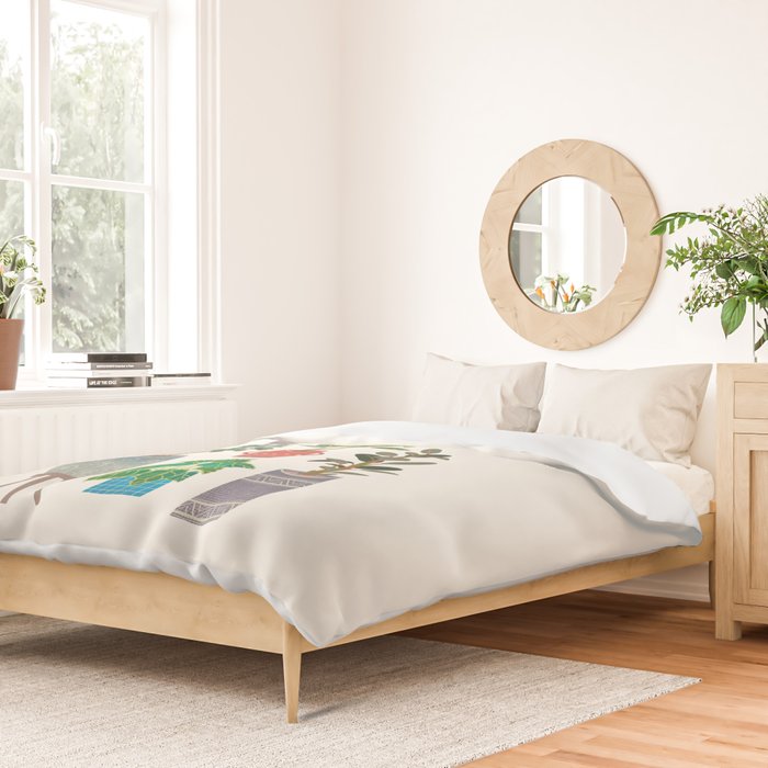 Art print of love for plants on a Ivory background Duvet Cover Gallery Image 2