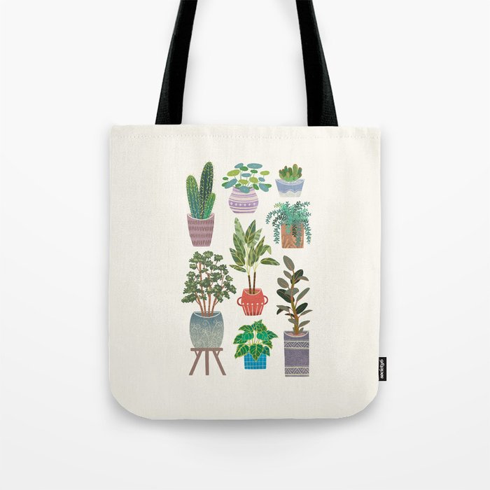 Art print of love for plants on a Ivory background Tote Bag Gallery Image 1