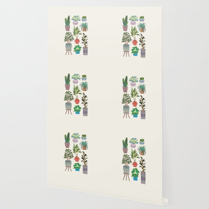 Art print of love for plants on a Ivory background Wallpaper Gallery Image 2