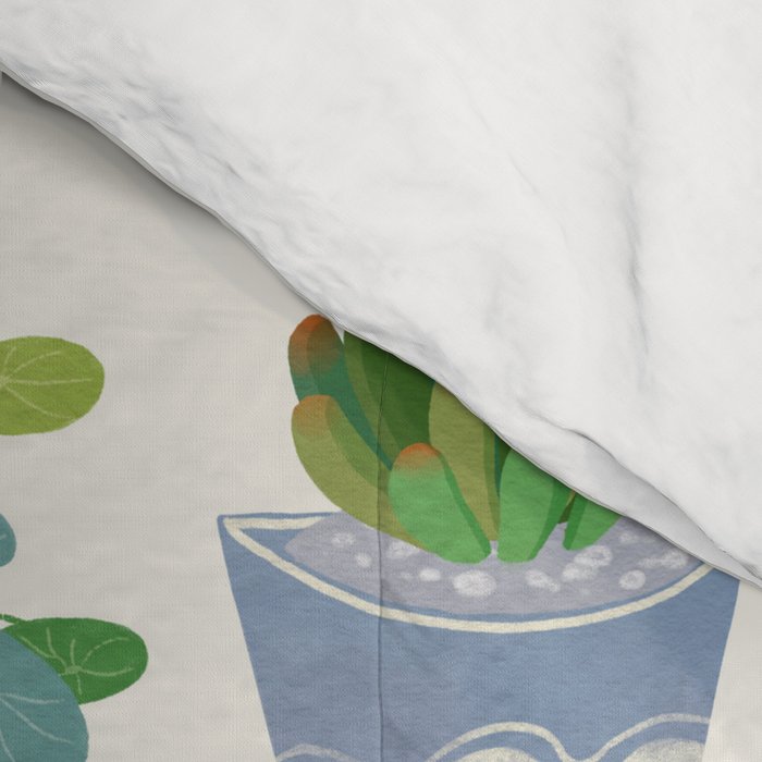 Art print of love for plants on a Ivory background Comforter Gallery Image 4