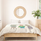 Art print of love for plants on a Ivory background Duvet Cover Gallery Image 3