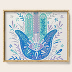 Hamsa Hand - Blue & Turquoise Palette Serving Tray Gallery Image 1