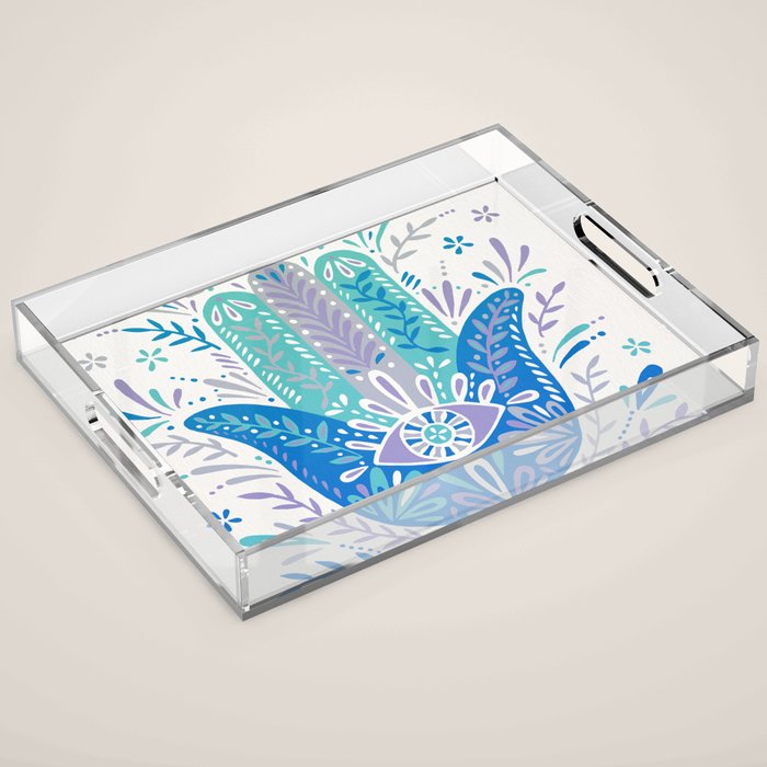 Hamsa Hand - Blue & Turquoise Palette Acrylic Tray Gallery Image 1