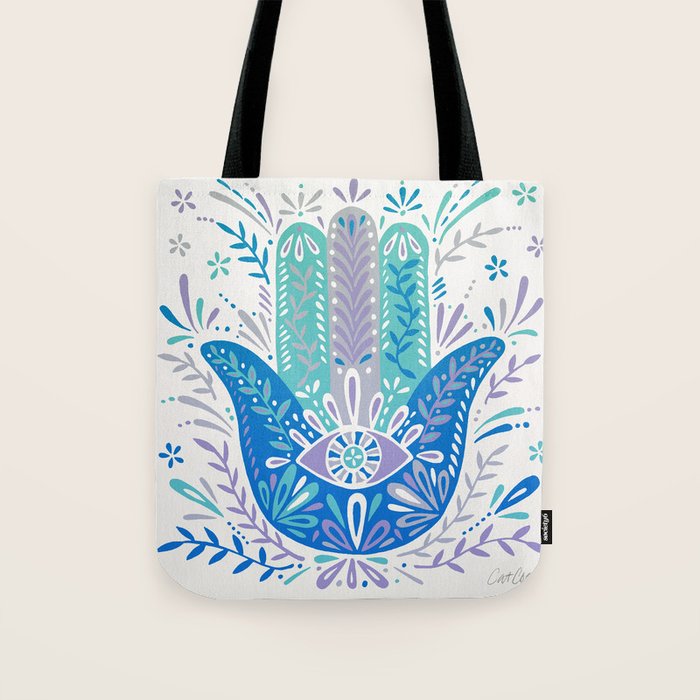 Hamsa Hand - Blue & Turquoise Palette Tote Bag Gallery Image 1