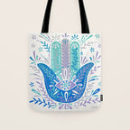 Hamsa Hand - Blue & Turquoise Palette Tote Bag Gallery Image 1