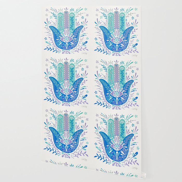 Hamsa Hand - Blue & Turquoise Palette Wallpaper Gallery Image 2