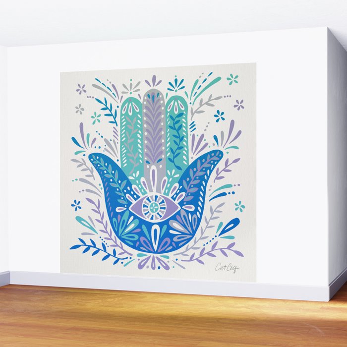 Hamsa Hand - Blue & Turquoise Palette Wall Mural Gallery Image 2