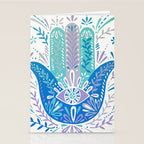 Hamsa Hand - Blue & Turquoise Palette Stationery Card Gallery Image 2