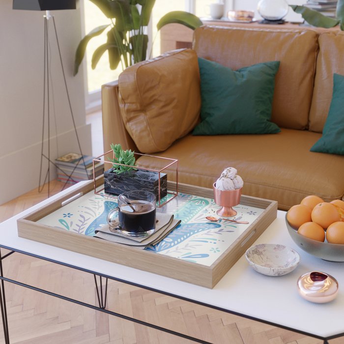 Hamsa Hand - Blue & Turquoise Palette Serving Tray Gallery Image 2