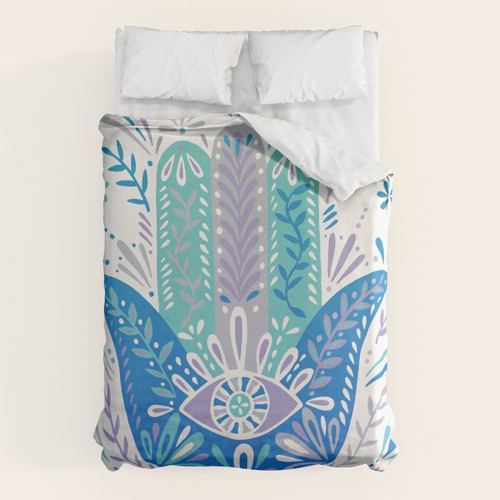 Hamsa Hand - Blue & Turquoise Palette Duvet Cover Gallery Image 6