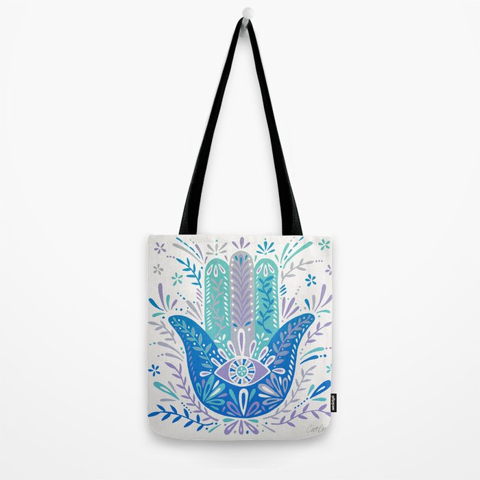 Hamsa Hand - Blue & Turquoise Palette Tote Bag Gallery Image 2