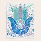 Hamsa Hand - Blue & Turquoise Palette Poster Gallery Image 4