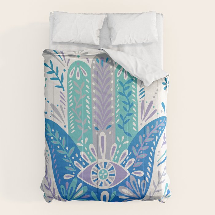 Hamsa Hand - Blue & Turquoise Palette Comforter Gallery Image 6