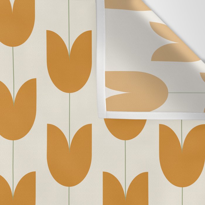 Spring Tulips V Orange Mid Century Flowers Wall Tapestry Gallery Image 3