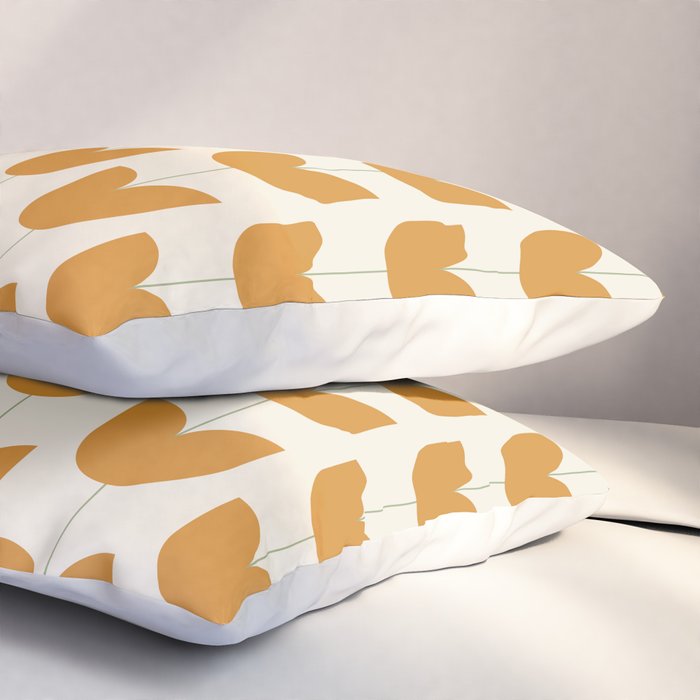 Spring Tulips V Orange Mid Century Flowers Pillow Sham Gallery Image 3