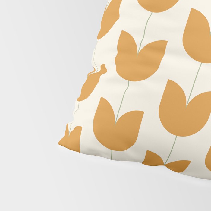 Spring Tulips V Orange Mid Century Flowers Pillow Sham Gallery Image 4