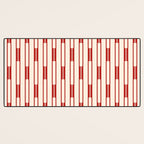 Minimalist Geometric Striped Geo Chain Vertical Pattern in Red and Cream Desk Mat Gallery Image 3