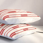 Minimalist Geometric Striped Geo Chain Vertical Pattern in Red and Cream Pillow Sham Gallery Image 3