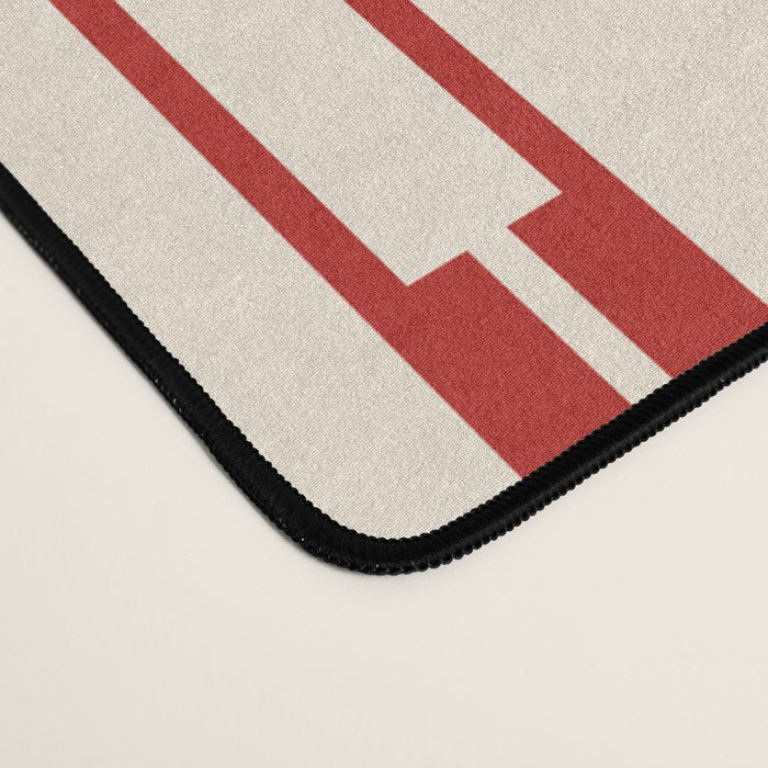 Minimalist Geometric Striped Geo Chain Vertical Pattern in Red and Cream Desk Mat Gallery Image 4