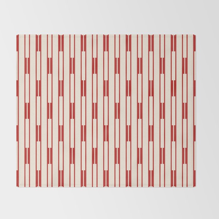 Minimalist Geometric Striped Geo Chain Vertical Pattern in Red and Cream Throw Blanket Gallery Image 2