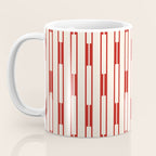Minimalist Geometric Striped Geo Chain Vertical Pattern in Red and Cream Coffee Mug Gallery Image 3