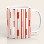 Minimalist Geometric Striped Geo Chain Vertical Pattern in Red and Cream Coffee Mug Gallery Image 1