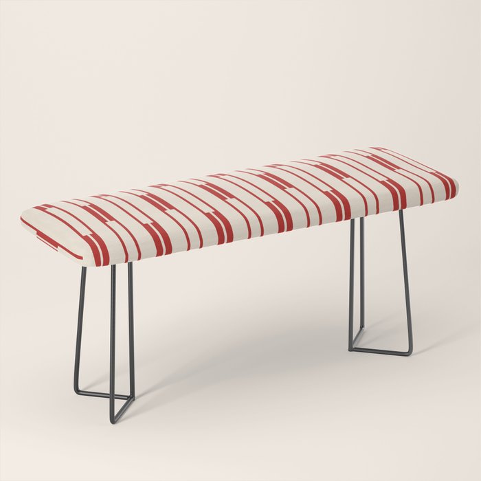 Minimalist Geometric Striped Geo Chain Vertical Pattern in Red and Cream Bench Gallery Image 1