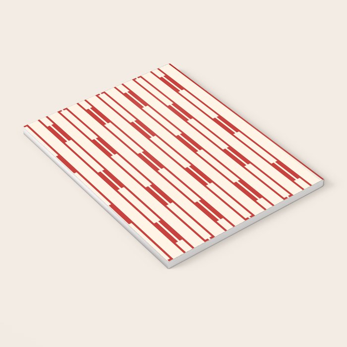 Minimalist Geometric Striped Geo Chain Vertical Pattern in Red and Cream Notebook Gallery Image 3