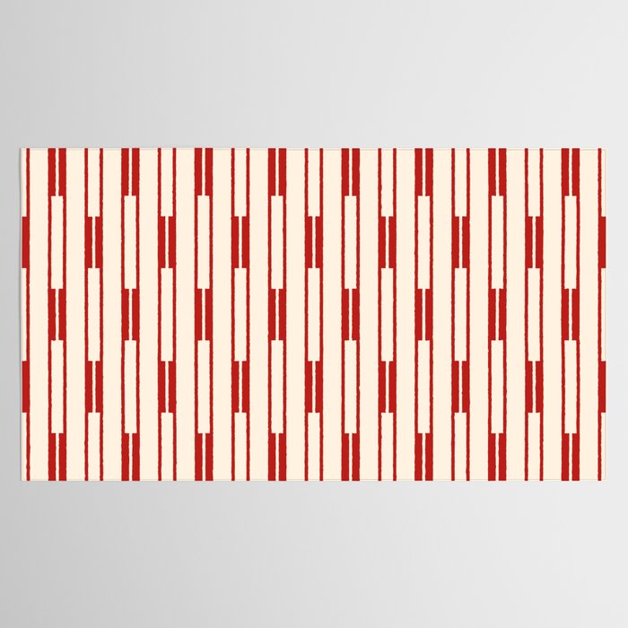 Minimalist Geometric Striped Geo Chain Vertical Pattern in Red and Cream Tablecloth Gallery Image 2