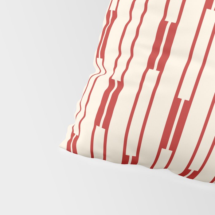 Minimalist Geometric Striped Geo Chain Vertical Pattern in Red and Cream Pillow Sham Gallery Image 4