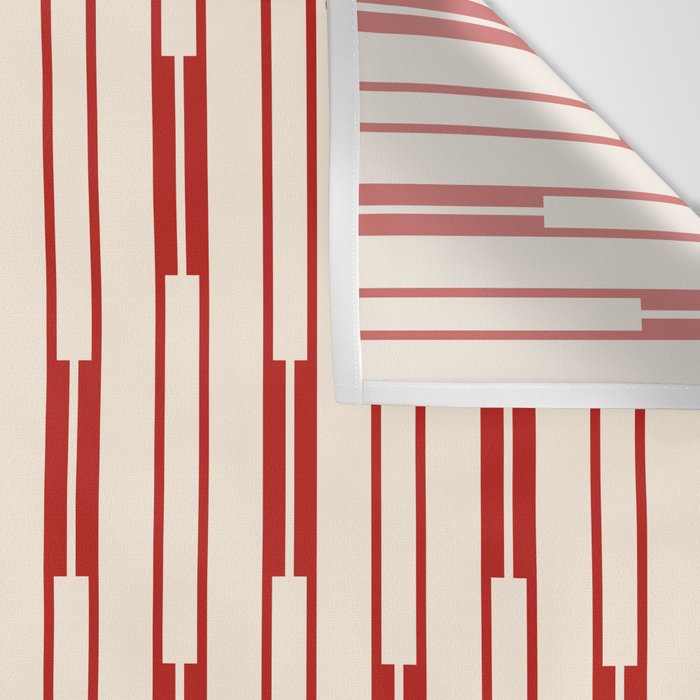 Minimalist Geometric Striped Geo Chain Vertical Pattern in Red and Cream Wall Tapestry Gallery Image 3