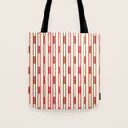 Minimalist Geometric Striped Geo Chain Vertical Pattern in Red and Cream Tote Bag Gallery Image 1