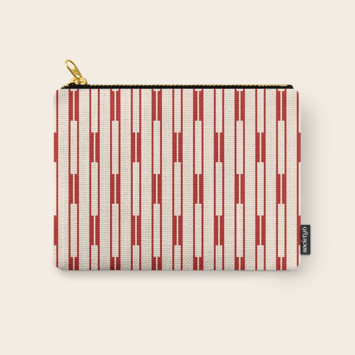 Minimalist Geometric Striped Geo Chain Vertical Pattern in Red and Cream Carry All Pouch Gallery Image 1