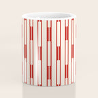 Minimalist Geometric Striped Geo Chain Vertical Pattern in Red and Cream Coffee Mug Gallery Image 4