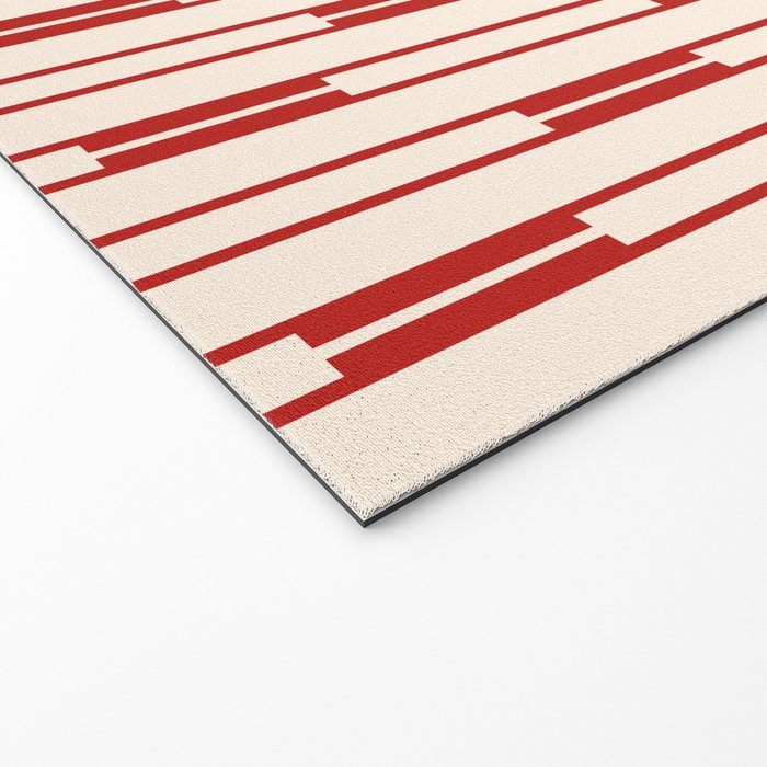 Minimalist Geometric Striped Geo Chain Vertical Pattern in Red and Cream Welcome Mat Gallery Image 2