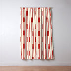 Minimalist Geometric Striped Geo Chain Vertical Pattern in Red and Cream Window Curtain Gallery Image 3