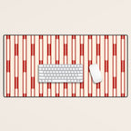 Minimalist Geometric Striped Geo Chain Vertical Pattern in Red and Cream Desk Mat Gallery Image 1