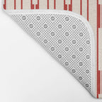 Minimalist Geometric Striped Geo Chain Vertical Pattern in Red and Cream Bath Mat Gallery Image 2