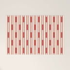 Minimalist Geometric Striped Geo Chain Vertical Pattern in Red and Cream Welcome Mat Gallery Image 1