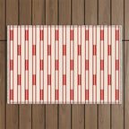 Minimalist Geometric Striped Geo Chain Vertical Pattern in Red and Cream Outdoor Rug Gallery Image 1