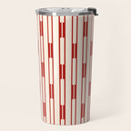 Minimalist Geometric Striped Geo Chain Vertical Pattern in Red and Cream Travel Mug Gallery Image 2