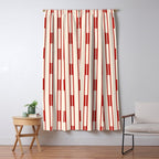 Minimalist Geometric Striped Geo Chain Vertical Pattern in Red and Cream Window Curtain Gallery Image 5