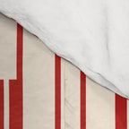 Minimalist Geometric Striped Geo Chain Vertical Pattern in Red and Cream Comforter Gallery Image 4
