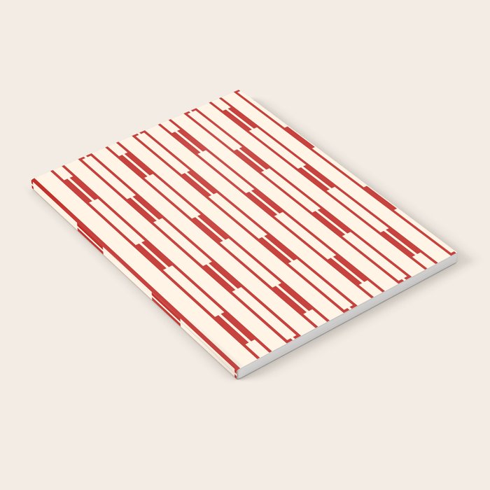 Minimalist Geometric Striped Geo Chain Vertical Pattern in Red and Cream Notebook Gallery Image 2