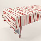 Minimalist Geometric Striped Geo Chain Vertical Pattern in Red and Cream Tablecloth Gallery Image 1