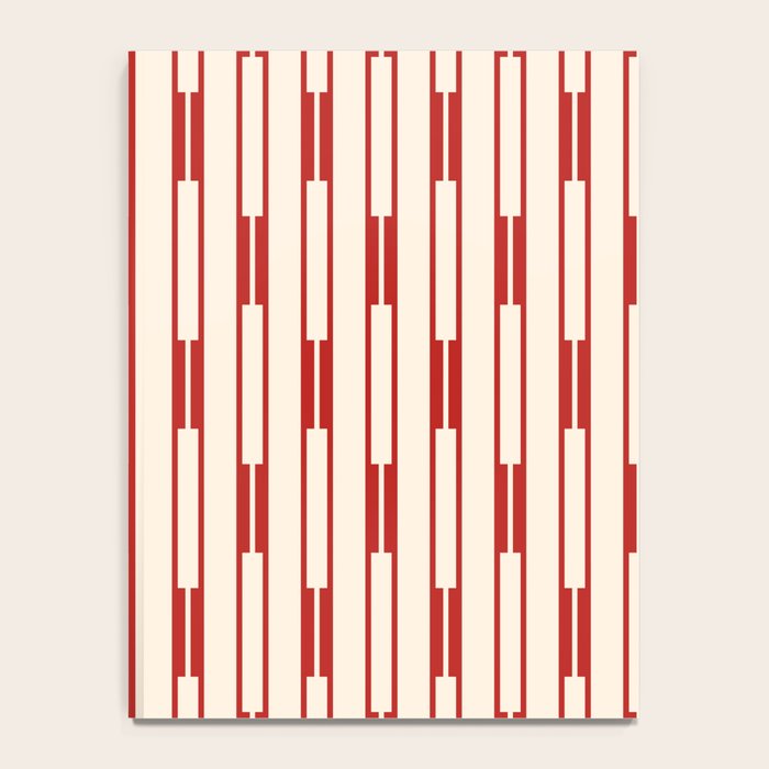 Minimalist Geometric Striped Geo Chain Vertical Pattern in Red and Cream Notebook Gallery Image 4